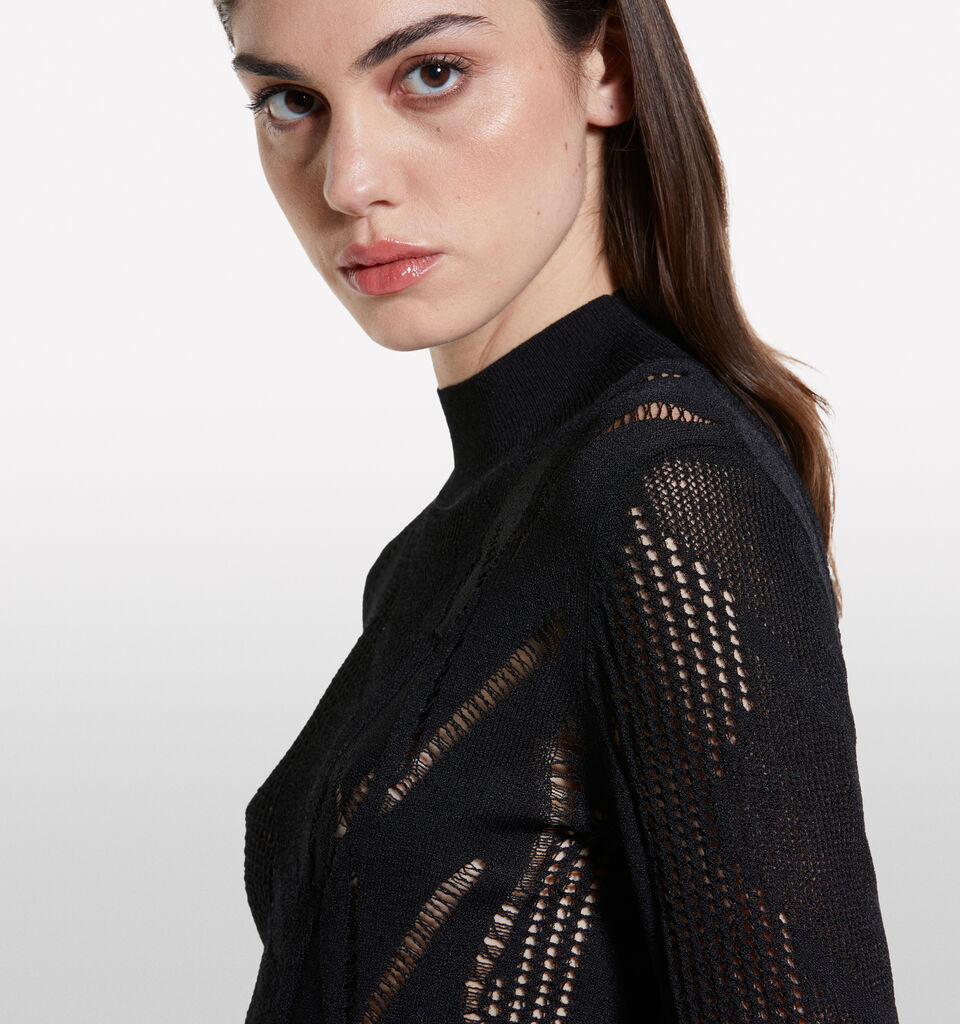 Open-knit sweater - women's crew neck sweaters - Black | Sisley image number 5